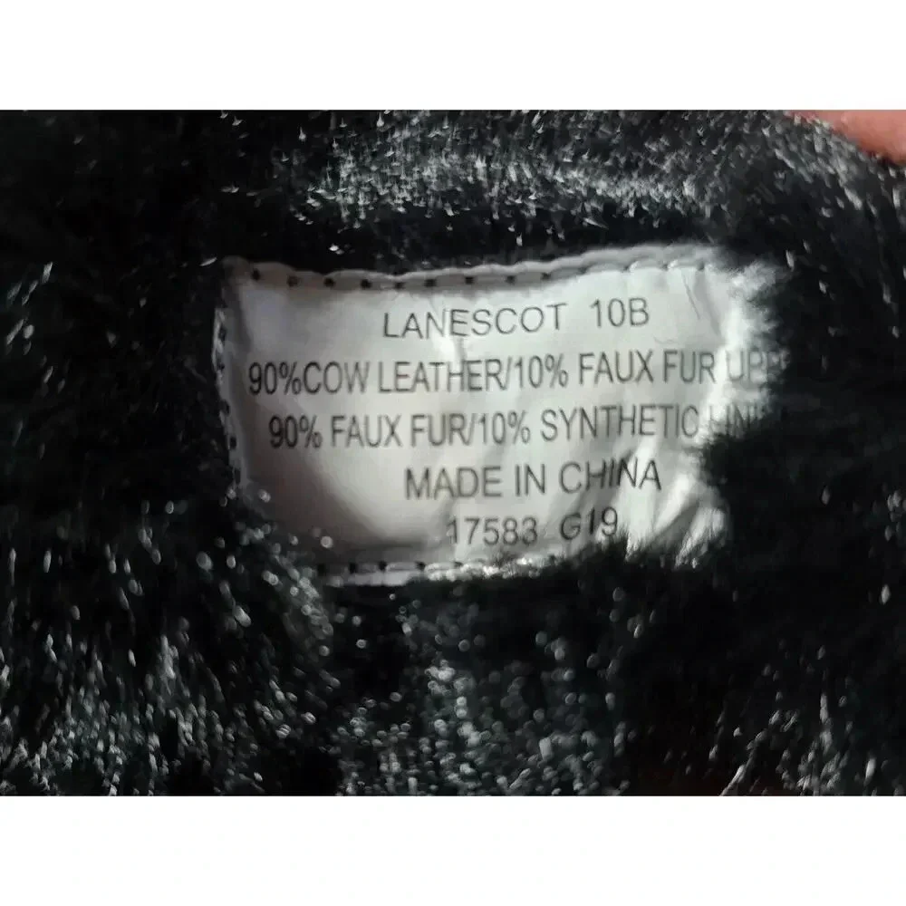 WOMEN'S LAUREN RALPH LAUREN LEATHER TIE ANKLE BOOTS LANESCOT FAUX FUR BLACK 10 B - Picture 12 of 12